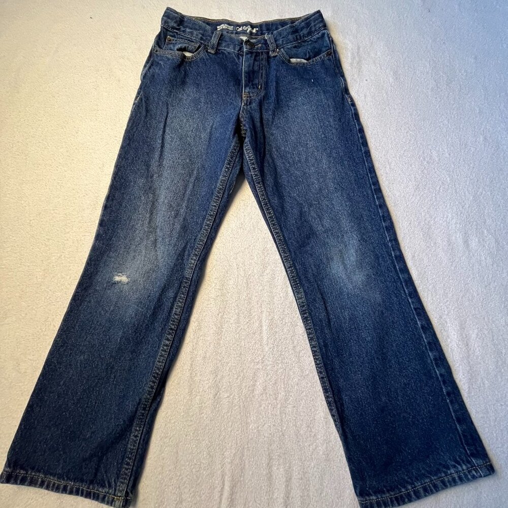 Cat & Jack Girls Blue Jeans Size 10 Relaxed Straight Fit Flared Hem Denim